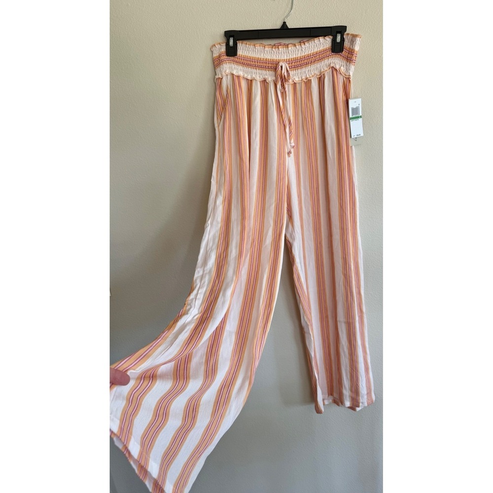 Women's Kingston Grey Smocked-Waist Wide-Leg Pants Orange Size S Beach
